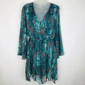 Peppermint Snakeskin Print Sheer Flowy Dress
